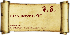 Hirn Bereniké névjegykártya